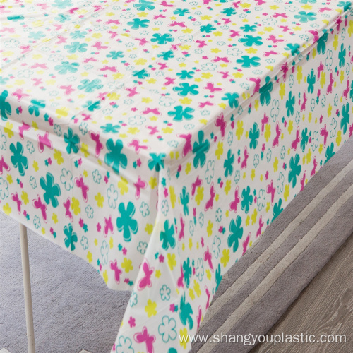 Floral coloring plastic peva table cover